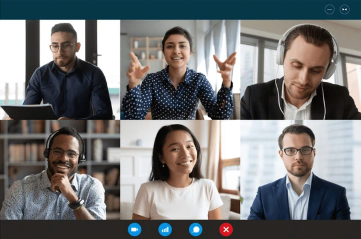 Image depicts a video conference call